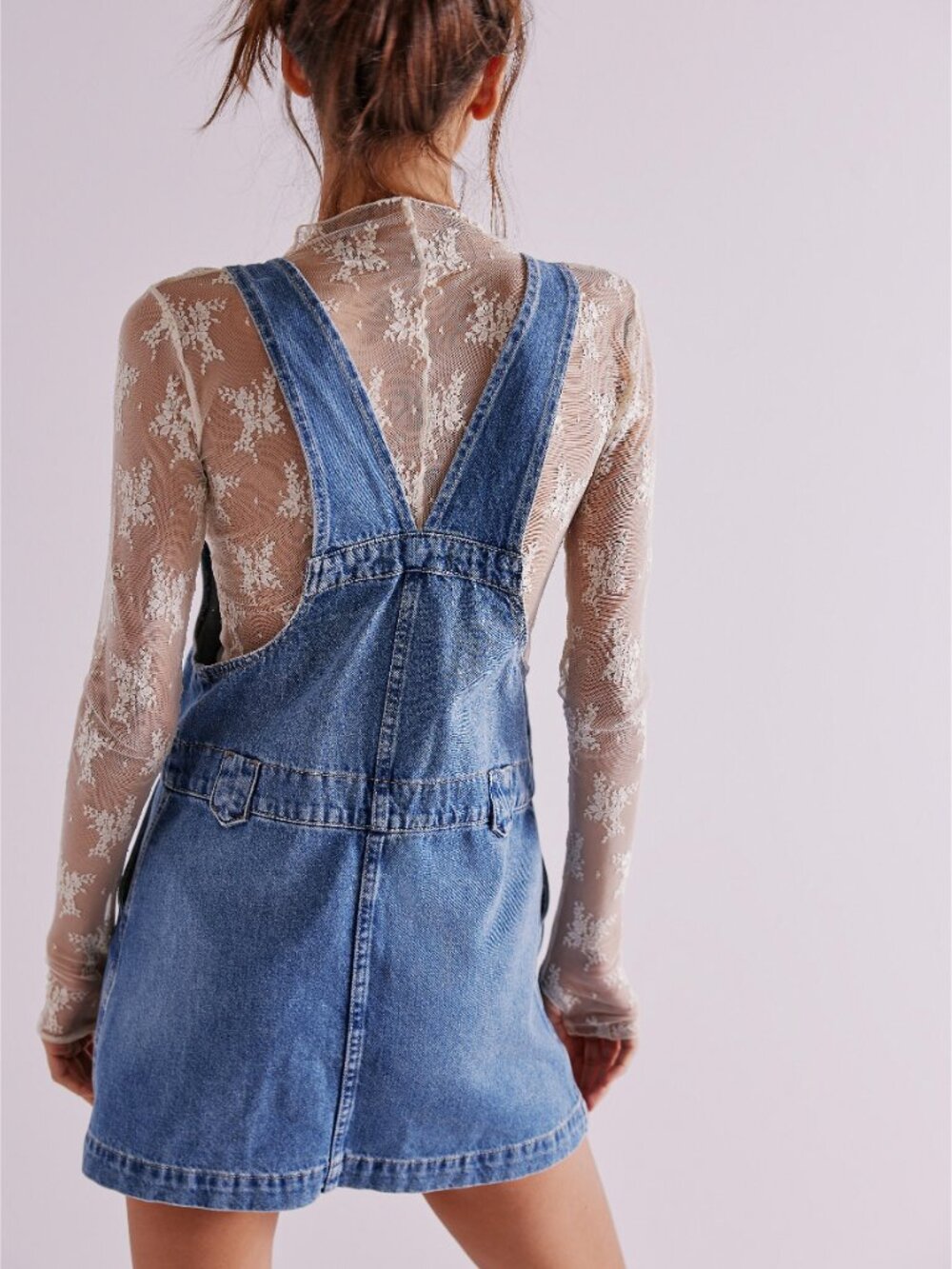 FREE PEOPLE  Edie Denim Skirtall / Nimbus - Picture 3 of 4